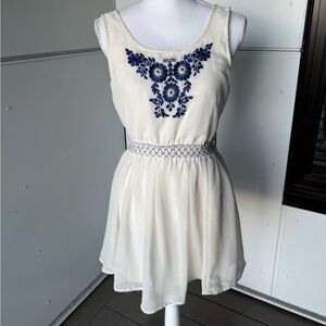 Blue Embroidered Anthropologie Dress